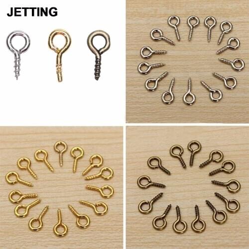 100PCS Small Tiny Mini Eye Pins Eyepins Hooks Eyelets Screw Wooden Windows Frame Clasps Threaded Hook Peg Wholesale