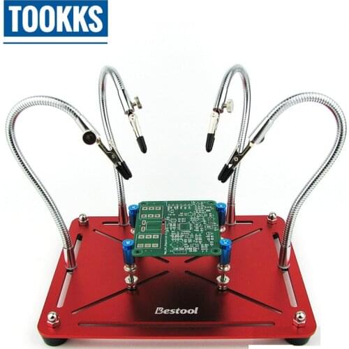 2 in 1 Helping Hands Soldering Tool Third Pana Hand PCB Board Holder 4 Metal Arm Alligator Clip