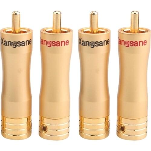 4Pcs Audiophile Pure Copper RCA Plug Gold / Nickel Plated Shell HiFi Audio Adapter