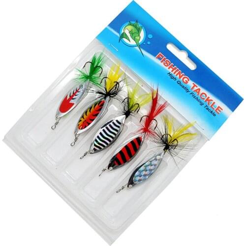 5PCS fishing Metal spinner set Spoon Hard Bait Artificial Bait Metal Fishing Lure Bass sequins spinner for bass carp 6.5g