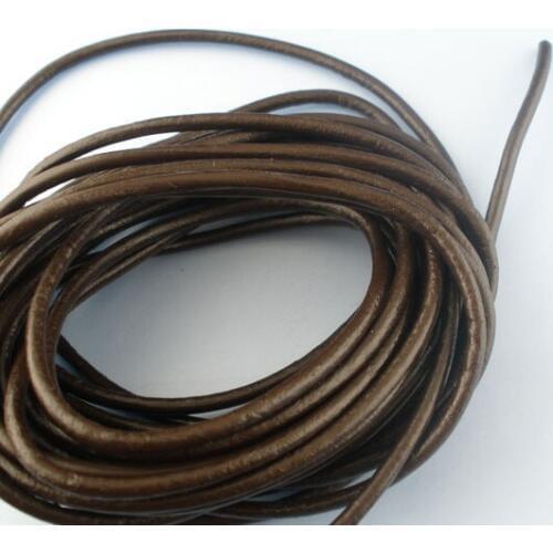 8SEASONS Coffee Color Round Real Leather Jewelry Cord 3mm 5M length Hot new