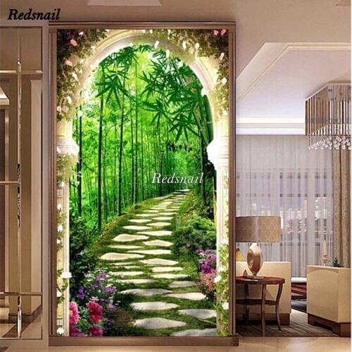 Large Bamboo road forest 5D Diy Diamond Painting cross-stitch Diamond Embroidery Full Drill mosaic Art natural landscape EE1211