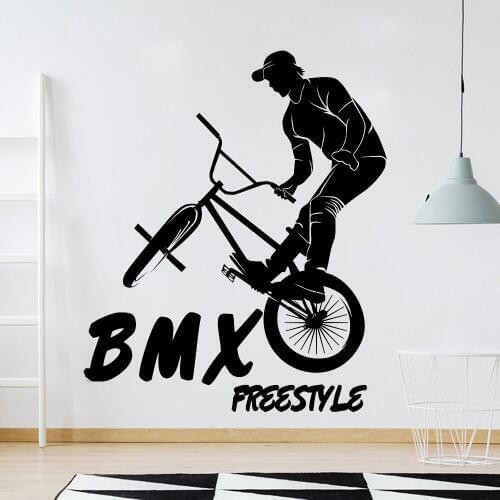 BMX Bicycle Wall Sticker Boy Room Art Decor Extreme Sport Vinyl Wall Decals Home Decoration Dormitory Exercise Room Murals Y750