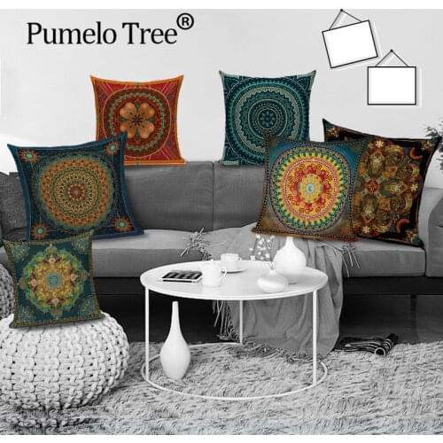 Boho Pillow Cover Mandala Decorative Cushion Covers 45 X 45 Cm Colorful Flower Home Pillow Case Sofa Car Bed Chair Decor Cojins