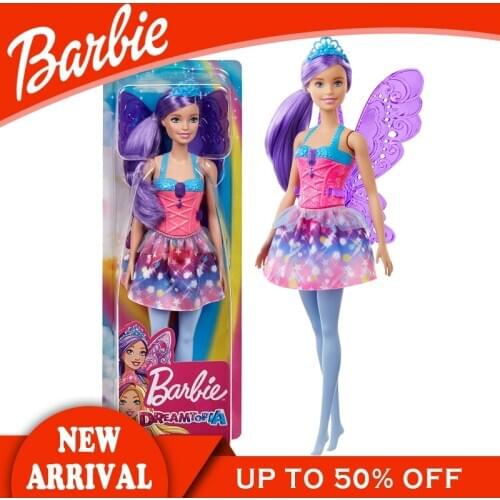 Barbie Brand Dreamtopic Series Fairy Doll Pretty Girl Flying Accessories Kids Toy Birthday Gift GJK00 Funny Time Brinquedo