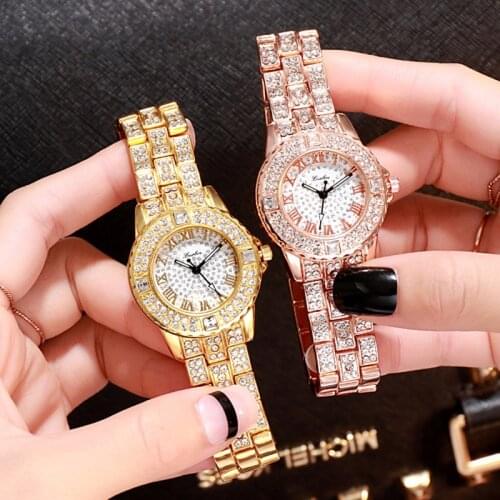 Luxury Watches for Women Cool Full Iced Out Gold Watch Women Rhinestone Wristwatch Unique Gifts Relojes Para Mujer Ladies Watch