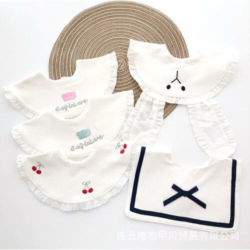 Baby cotton saliva towel, infant anti-spitting milk bib, soft absorbent bib, childrens small fresh temperament fake collar