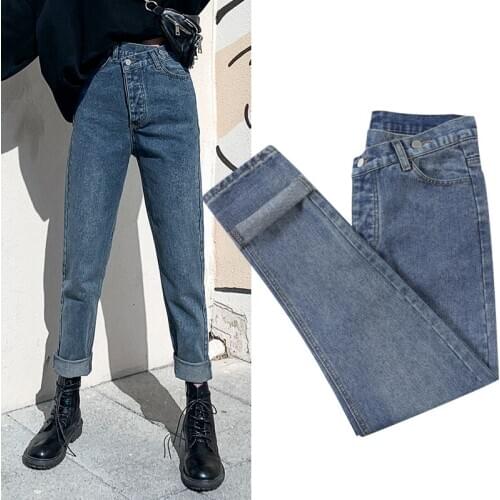 Women Plus Size 26-31l Jeans Women High Waist Stitching Soft Zipper Mom Big Jean For Female Blue