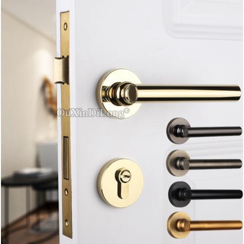 Elegant Luxury European Mute Mortise Door Lock Set Interior Living Room Bedroom Bathroom Silent Door Lock With Key / No Key