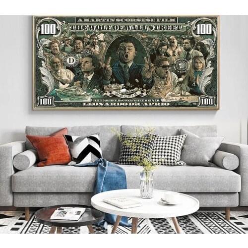 Graffiti Street Money Art 100 Dollar Canvas Painting Posters and Prints Wall Street Pop Art Living Room Decoration Pictures