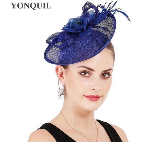 Nice Sinamay Wedding Bride Fascinator Hats With Fashion Flower Party Headpiece For Women Ladies Party Derby Dinner Fedora Caps