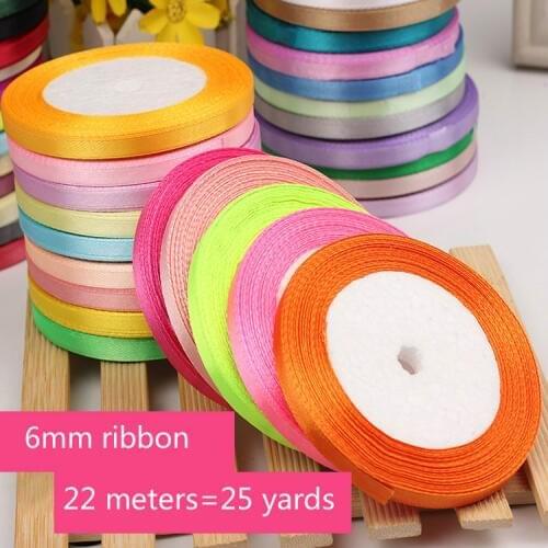 All New 6mm Width 25yard/roll Polyester Satin Ribbon Chrismas Wedding Decor Wrap Box Package Satin Fabric Ribbon DIY Accessories