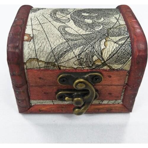 Mini Jewelry Box Vintage Handmade Wood Treasure Pearl Storage Box With Metal Lock Jewelry Container Case Boite De Rangement