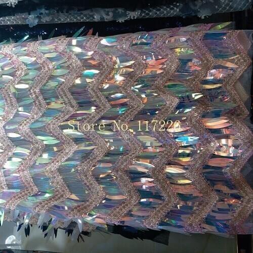Fashion embroidery mesh tulle fabric with sequins african french net lace fabric salmon color JRB-72006
