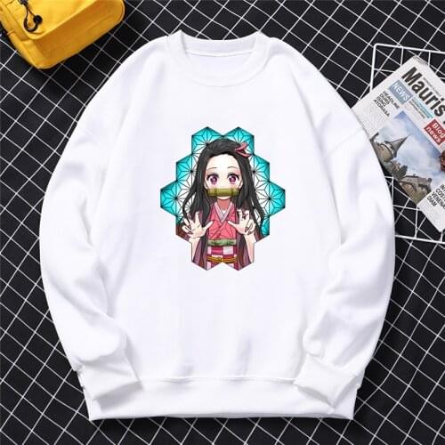 Fashion Anime Demon Slayer Pullovers Men Hoodie Autumn Winter Sweatshirts Kamado Nezuko Long Sleeve Manga Harajuku Male Clothes