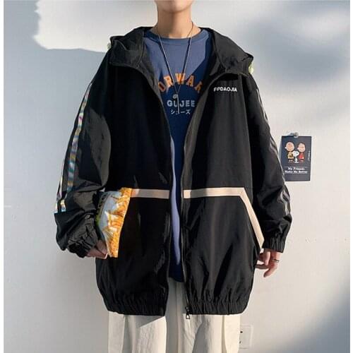 Men Hip Hop Streetwear Hooded Jacket Spring Jacket 2021 Men Oversized Patchwork Outwear Sport Vintage Coat Jaqueta Masculina
