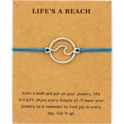 New Fashion Summer Ocean Style Beach Sea Wave Spray Jewelry Make a Wish Silver Gold Wave Charm Women Bracelets for Women