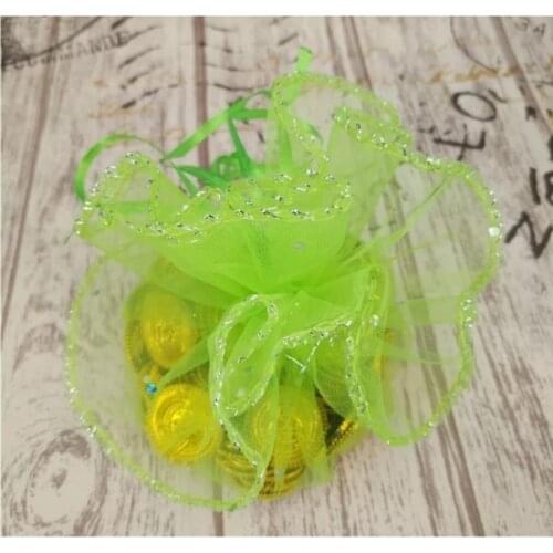 Organza Stone Parachute Drawstring Pouch Round 50li Package Green Color wedding Candy Cookie Delight Sac wedding bride mariage хна henna