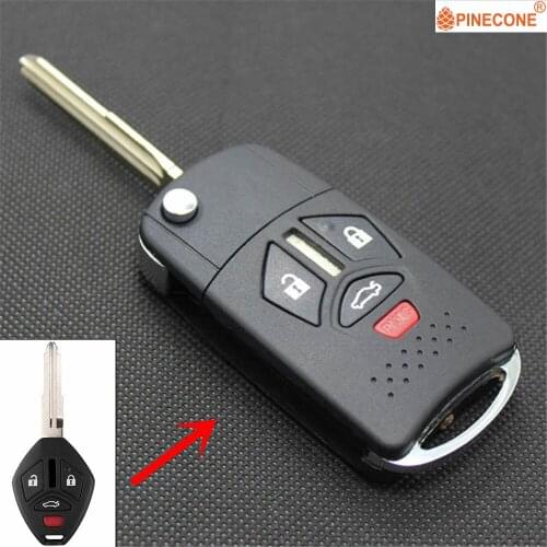 PINECONE for Mitsubishi Eclipse 2006 2007 2008 Galant Lancer 4 BTN MIT11R Blade Modified Flip Folding Remote Car Key Fob Shell