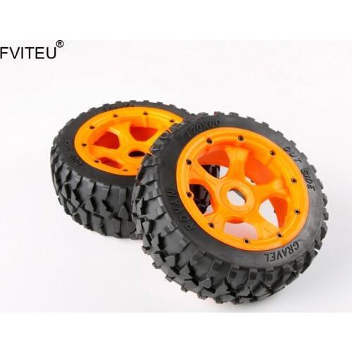 FVITEU Complete Rubber Front Gravel Wheel Tire kits with Nylon Wheel Hub for 1/5 HPI BAJA 5B Rovan King Motor