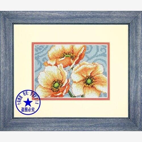 Popular Top Quality counted cross stitch kit three poppy flowers Dimensions 70-65139