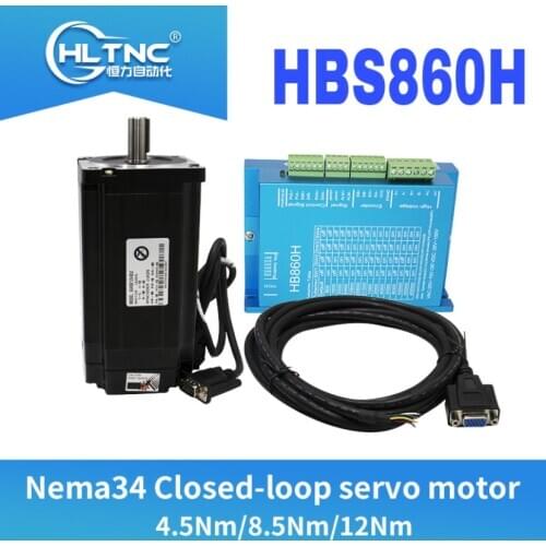 Free shipping Nema34 Closed-Loop stepper dc Motor 6A 4.5N.m/8.5Nm/12Nm+2-Phase & HB860H Hybrid Step-servo Driver For CNC