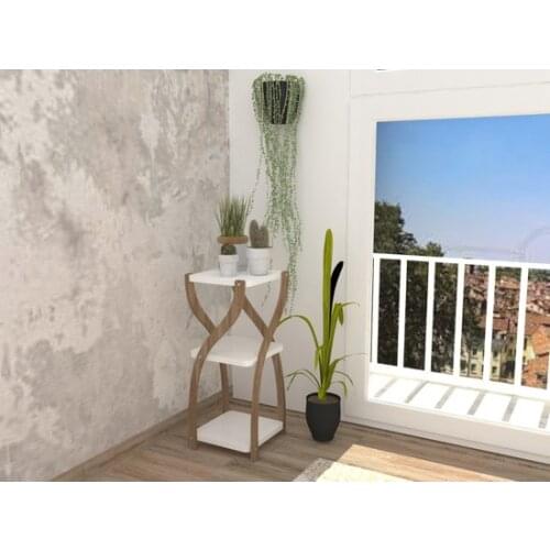 Modern Compass Life Rain Flower Bed Special Design Jardiniere Flower Bed Flower Pot Stand walnut Foot & white coffe table table basse