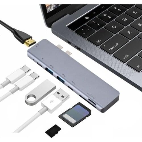 9 Port Multi Hub Type-c Usb 3.0 To 4k Usb 3.0 Sd Tf Card Reader 6in1 Hub Adapter For Pc Hdmi-compatible Converter Hd Hi-speed