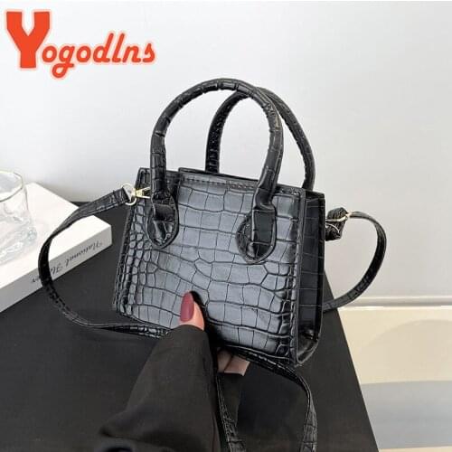 Yogodlns Vintage Crocodile Pattern Crossbody Bag For Women PU Leather Shoulder Bag Small Handbag Popular Messenger Bag Purse sac