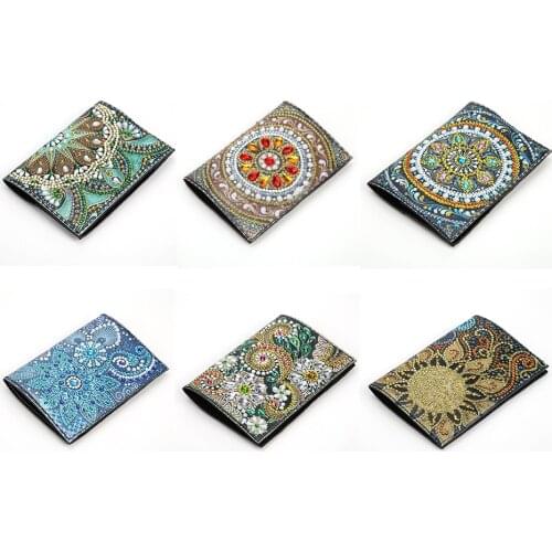 5D Diamond painting Passport Book Diamond Mosaic Flower Pattern DIY Embroidery handicrafts Passport ID Card Protective Cover