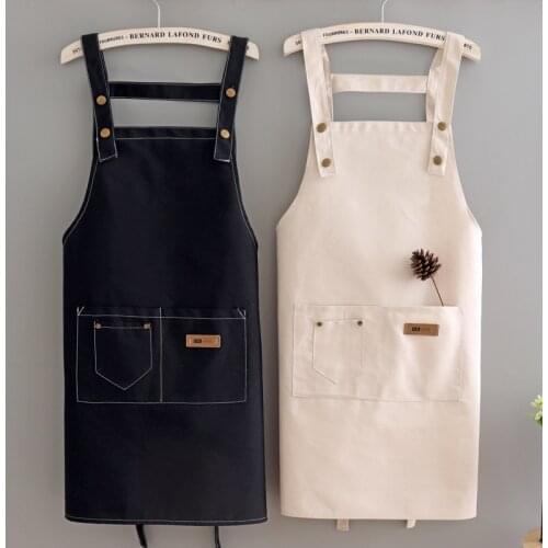 Womens kitchen canvas apron coffee shop waiter apron household baking accessories solid color sleeveless apron 70*70CM