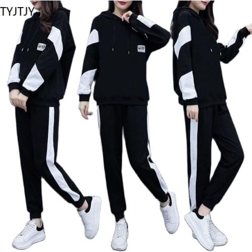 Large size Womens S-4XL long-sleeved suit 2021 autumn New foreign style loose loose thin casual fashion sports two piece suit