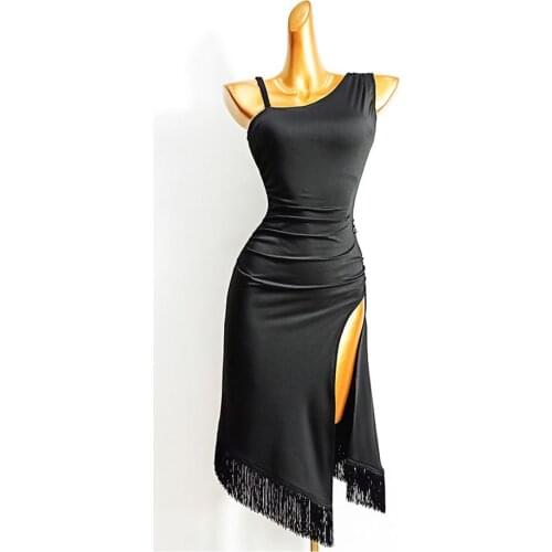 2020 Latin Dance Dress Women LD512 One Side Shoulder Sleeveless Performance Costume Dancing Cloth Belly Chacha Ballroom Dresses