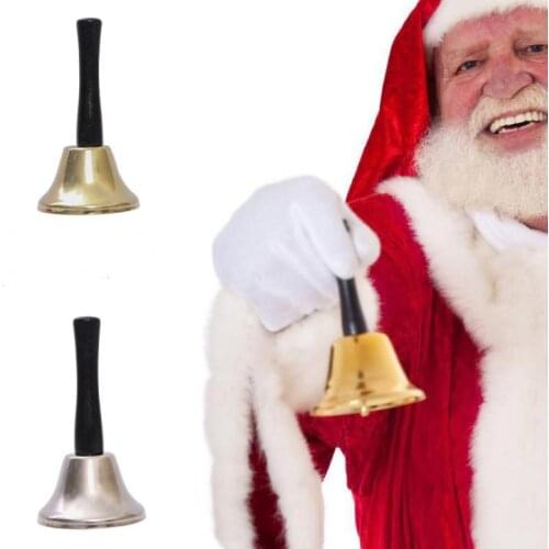 Gold Silver Christmas Hand Bell Xmas Party Tool Dress Up As Santa Claus Christmas Bell Rattle New Year Decoration SN1404