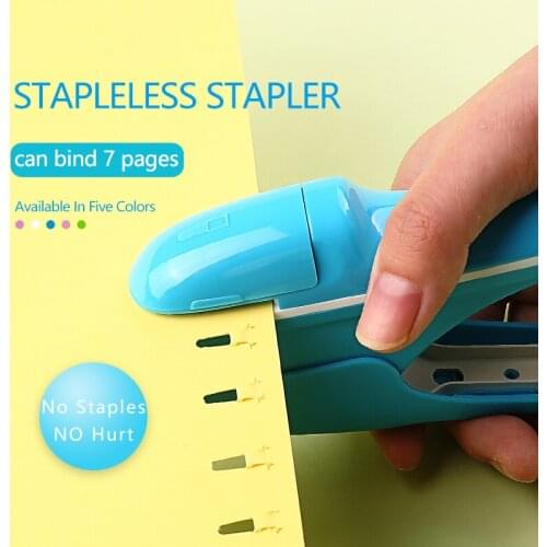 1pcs Safe Binding Stapler Stapleless Stapler No Nails No Staples Stapling Machine Binding Stationery Supplies Bind 7sheets Paper