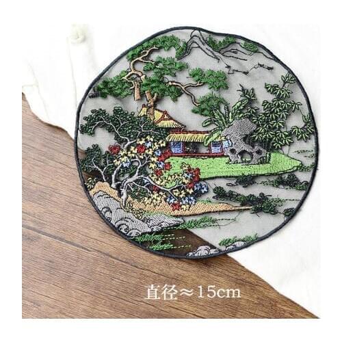 1pc landscape embroidered Patches for Clothing sew on tree Embroidery parches for backpack Clothing Applique Decoration Badge