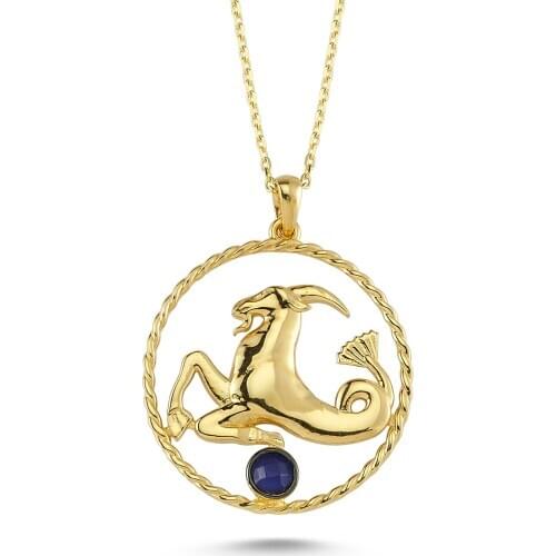 14k Gold Capricorn Pendant, Necklace. Special Design Horoscope Collection