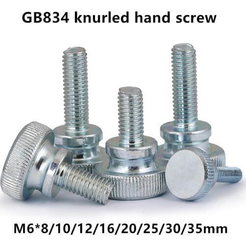 2pcs M6*8/10/12/16/20/25/30/35mm GB834 Step Knurled thumb screw Hand tighten Curtain wall Glass Lock Screws Thumbscrews
