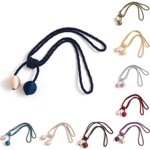 2Pcs Curtain Tieback Simple Punch Free Polyester Double Color Ball Curtain Strap for Office