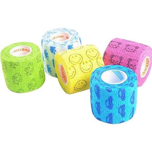 4.5m Self Adhesive Elastic Bandage Cute Printed Sport Elastoplast Relief Muscle Pain Security Protection Emergency Kits Pet Tape