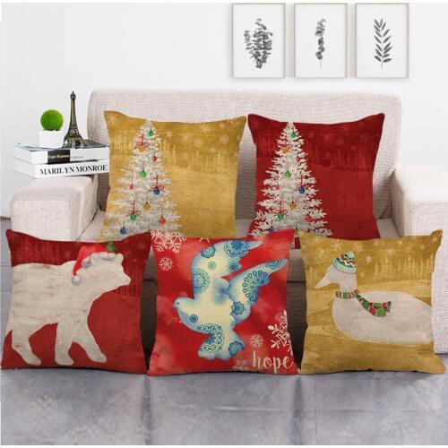 45cm*45cm Christmas for caroon santa design linen cotton pillow covers sofa pillow case cushion cover