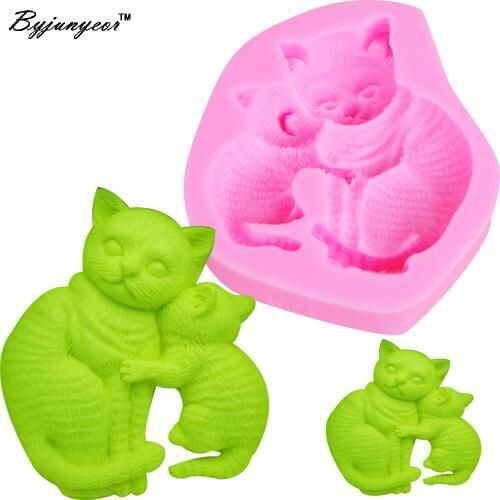 Byjunyeor M199 Baby Cat Epoxy UV Resin Silicone Mold Shape For Cake Decorating, Food Grade Silicone Cake Mold, Baking Tools