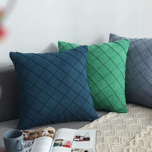 Modern Simple Nordic Pillow Cover Suede Checker Cushion Cover Decorative Pillows Case For Seat Home Cover