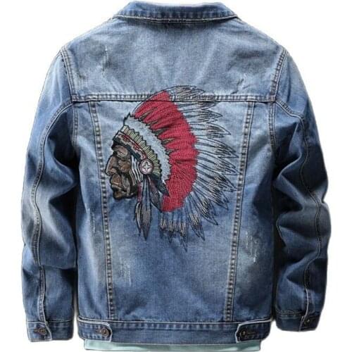 Embroidery Denim Jacket Men Spring Cotton Coats Plus Big Size Jeans Jacket Slim Fit Casual Mens Jackets Cowboy 2021 5xl 6xl