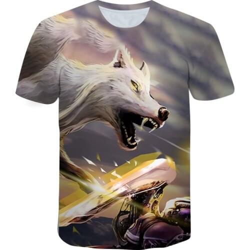 3D Printing Mens T-shirt Wolf Head Print Suitable For Mens Shirt Summer New Style American Russian Street Fashion Top Clothes