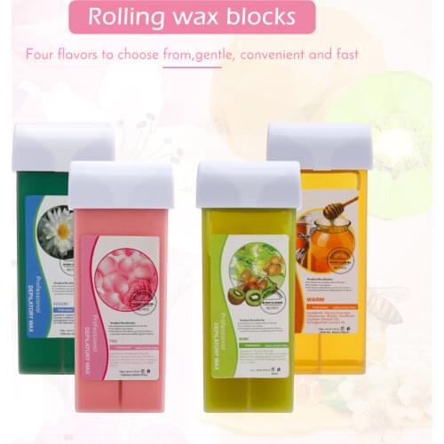 100ml Roll on Wax Cartridge for Hair Removal Hot Depilatory Warmer Heater Waxing - 4 Kinds of Scents Wax Strips Wax Depilation