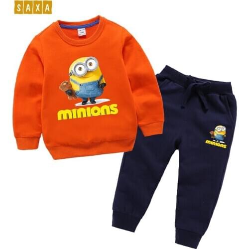Baby childrens suit spring and autumn 0-8 years old cotton small yellow long-sleeved sweater guard pants two-piece kids sets