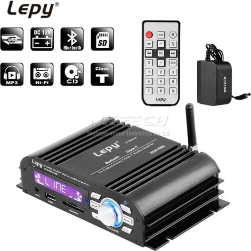 LP-2020 USB Lepy Car Amplifier Bluetooth 4.0 Digital Player Class-T 2x 20W RMS HIFI Stereo Audio Power Home Multimedia SD AUX EQ