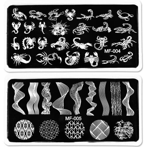 MF01-05 1PCS Nail Stamping Plates Cartoon Striped Line Nail Art Plate Stencil Stainless Steel Design 3D Nail Templates Wholesale