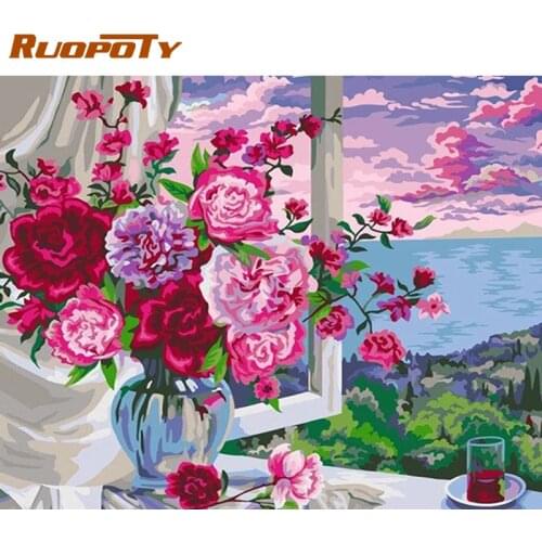 RUOPOTY Frameless Picture By Numbers Kits For Adults Kids Handmade 60x75cm Frame Home Decoration Acrylic Drawing Wall Artworks